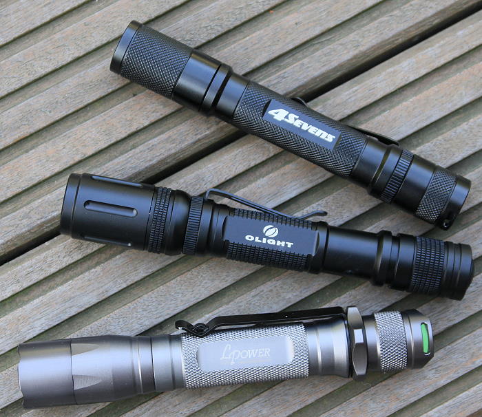 3 verschiedene 2xAA LED Taschenlampen